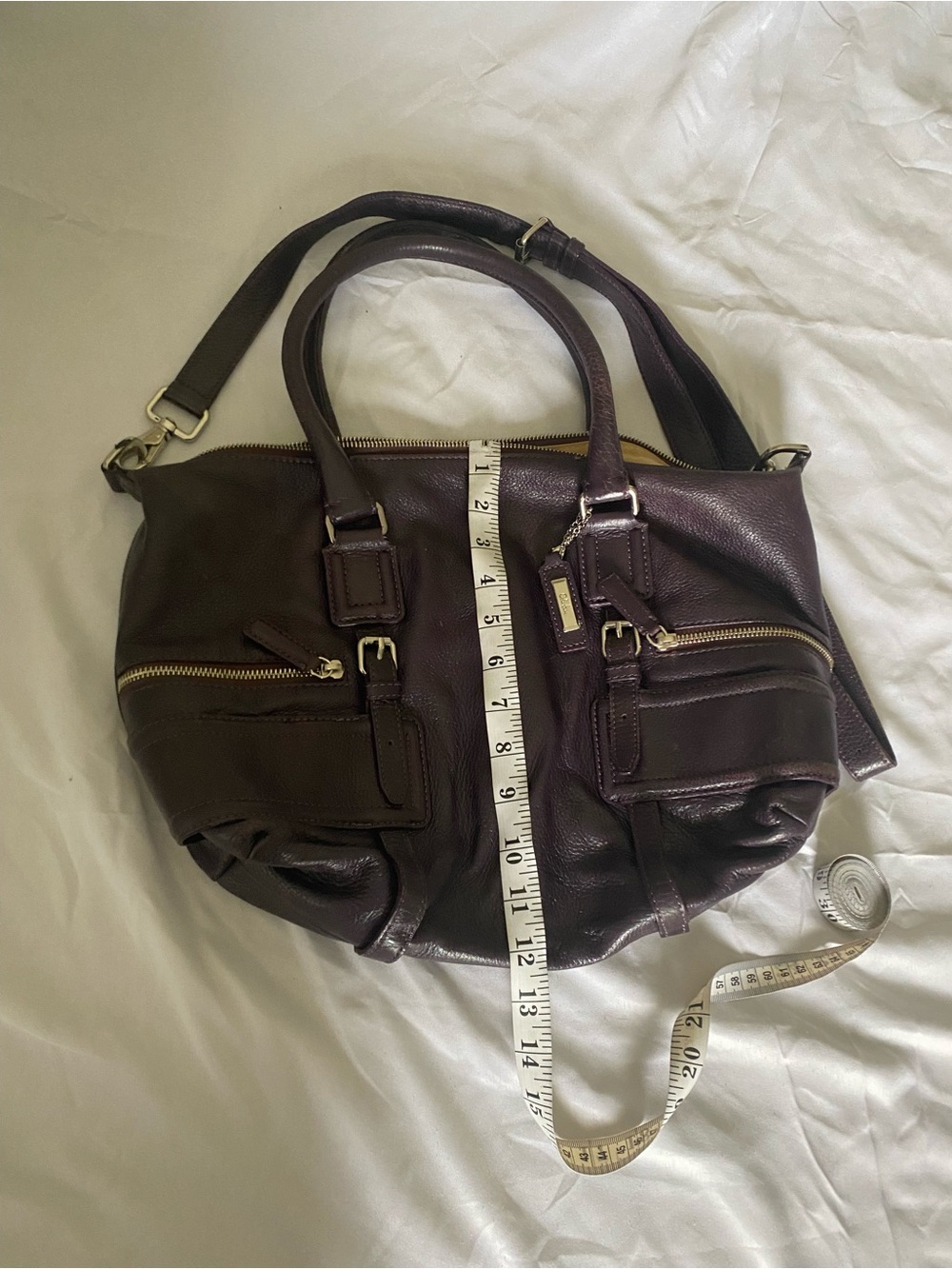 Authentic Leather Cole Haan Shoulder/Hand bag. Purple Color - Picture 13 of 14